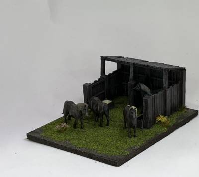 Ponies (4) and stable